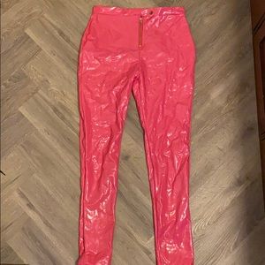 Pink vinyl pants